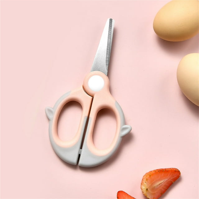 Cagogo Little One Food Scissors, Portable Safe Food Cutter for Little One Little One, Mini Travel Scissors with Safety Lock and Blade Cover, Stainless Steel Little One Feeding Utensil for Puree