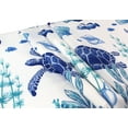 thumbnail image 2 of Coastal Ocean Fabric Shower Curtain for Bathroom: Sea Life Turtle Fish Coral with Blue Border Design, 2 of 5