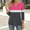 thumbnail image 4 of Viluyesy Round Neck T-Shirt for Womens 3/4 Sleeves Shirt Tops Fashionable Loose Blouse Hot Pink Size L, 4 of 6