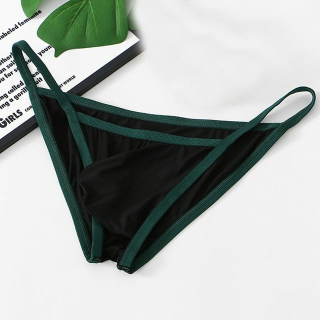 ylioge Mens Underwear Thongs Trendy Low Rise Solid Color Stretchy G-String Breathable Support Briefs