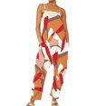 thumbnail image 1 of Fashnice Combinaisons pour Femmes Imprimé Floral Combinaison à Carreaux Pantalon Long Boho Été Orange Rouge TP, 1 of 3