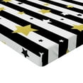 thumbnail image 2 of Ambesonne Striped Fitted Sheet, Vertical Lines Stars, Full Size, Black White and Yellow, 2 of 3
