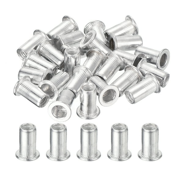Uxcell 25Pcs Rivet Nut Flat Head, M5 Aluminum Alloy Thread