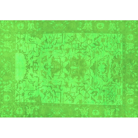 Ahgly Company Indoor Rectangle Oriental Green Traditional Area Rugs, 6' x 9'