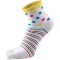 thumbnail image 4 of GHSDFBB Womens 6PCS Striped Dots Five Finger Toe Socks Cotton Crew Athletic Sock, 4 of 6