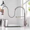 thumbnail image 4 of Kitchen Faucets Brush Brass Faucets for Kitchen Sink Single Lever Pull Out Spring Spout Mixers Tap Hot Cold Water Crane 866053R, 4 of 5