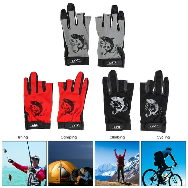 1 Pair 3 Fingerless Fishing Gloves Breathable Quick Drying Anti-slip  Fishing Gloves Outdoor Sports Cycling Camping Running