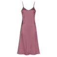 thumbnail image 5 of Women's Slip Maxi Dress V Neck Spaghetti Strap Side Split Silky Satin Slim Fit Long Gown For Date Night Cocktail Party Clubwear Formal Event Smooth Breathable Fabric, 5 of 8