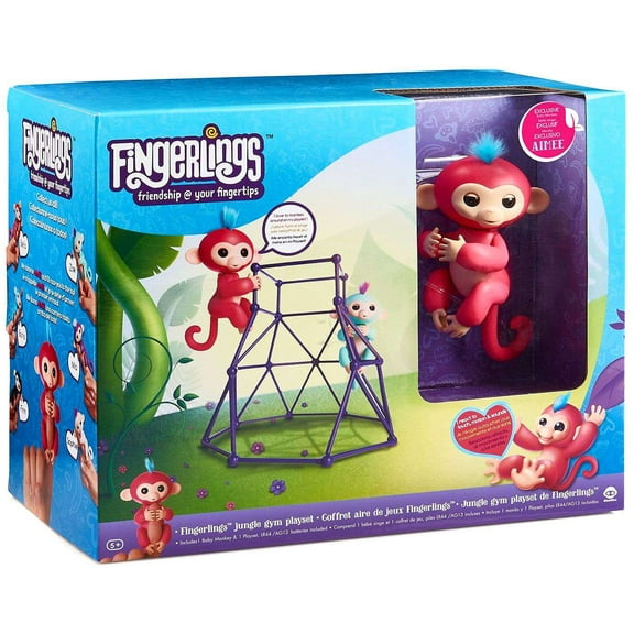 Authentic WowWee Genuine Fingerlings Jungle Gym Playset w/ Pink Monkey Aimee