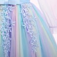 thumbnail image 7 of IBTOM CASTLE Girls Princess Long Sleeve Rainbow Party Tulle Dress 3D Flower Ruffle Mesh Dress Pageant Birthday Smocked Back Wedding Flower Girl Dress Blue, 7 of 7