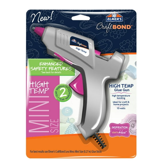 Elmer's Enhanced Safety Hot Glue Gun, High Temp, Mini Size, 10W