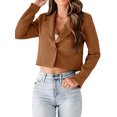 thumbnail image 4 of HUBERY Women One Button Lapel Collar Long Sleeve Solid Color Jacket Blazer, 4 of 5