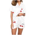 thumbnail image 2 of Qiopertar Liquidation à Moins de 5$ Blouse Décontractée Imprimée Col Rabattu Manches Courtes Mode Short Ensemble Pyjama Grandes Économies de Vacances!, 2 of 5