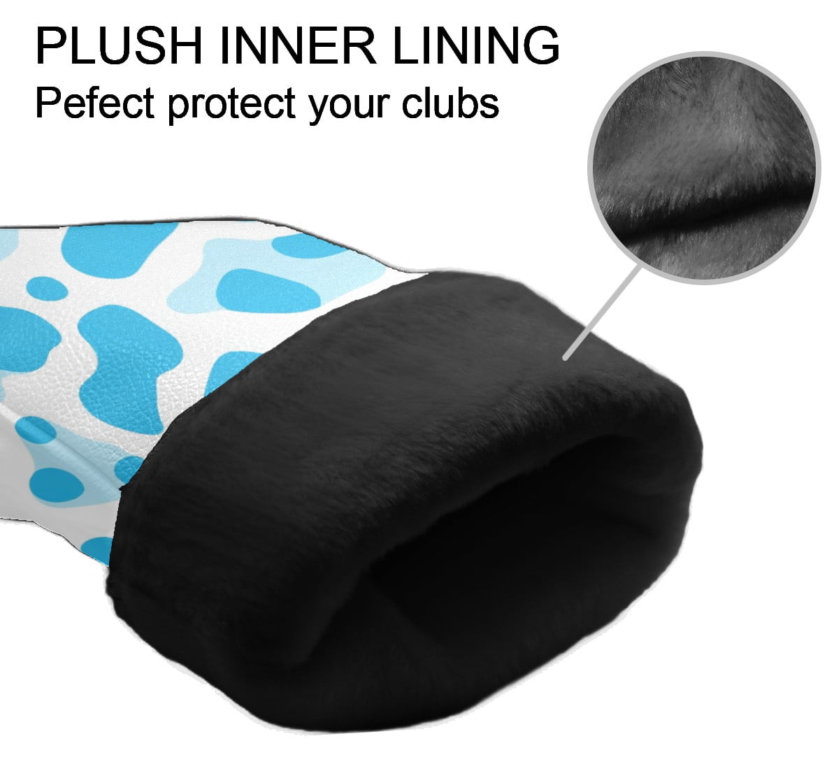Golf Club Covers PU Leather Waterproof Head Covers for Fairway Woods Hybrids Blue Polka Dots