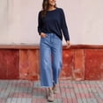 thumbnail image 7 of Stralyhd Capri Jeans for Women High Waisted Straight Leg Jeans Pants 2026 Summer Casual Denim Capris Loose Trendy Pants with Pockets Light Blue XL, 7 of 7