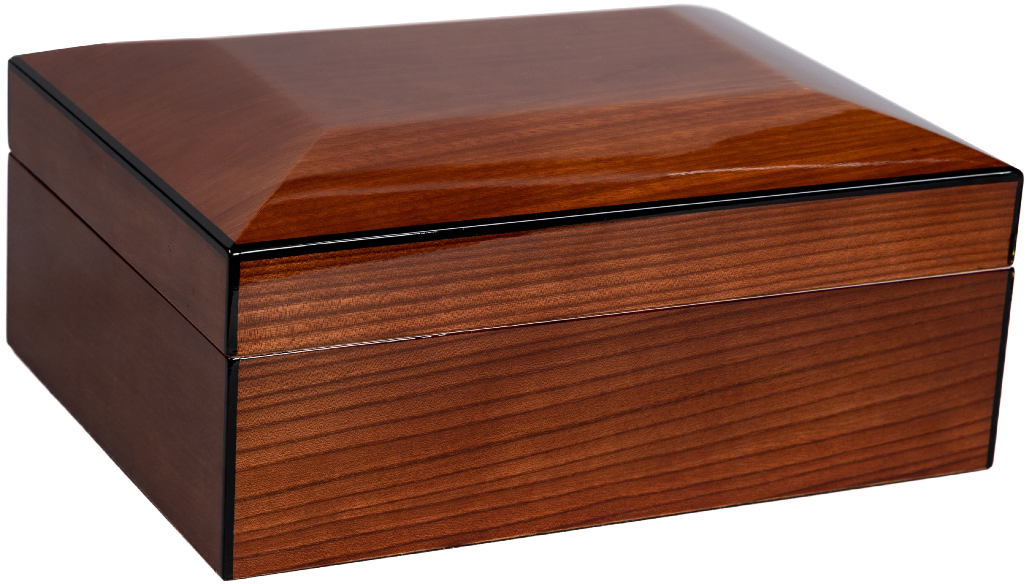 Napoli Dome Shaped Top Cigar Humidor - High Gloss Walnut Burl Finish - Capacity: 75