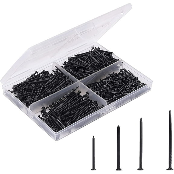 Mr. Pen- Nail Assortment Kit, 600 Pcs, 4 Sizes, Black, Small Nails, Nails for Hanging Pictures