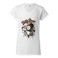 thumbnail image 2 of Wild Bobby Biker Betty Boop Wild One MC Motorcycle Betty Boop Women’s Standard V-Neck Tee, White, Small, 2 of 5