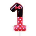 thumbnail image 1 of Bougies d'Anniversaire Souris Rouges (Rouge à Pois Blancs, Numéro 1), 1 of 7