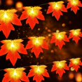 thumbnail image 1 of Cadena de luces de Halloween, cadena de luces LED de 3 m y 20 hojas de arce, funciona con pilas, IP65, impermeable, para decoración interior y exterior, para dormitorio, Acción de Gracias, 1 of 5