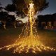 thumbnail image 1 of Magotan 12.5 Pies 350 Luces Navideñas de Cascada LED Decoración Al Aire Libre Enchufe Centelleante en Luces de Cadena de Árbol de Navidad con Decoración de Jardín de Vacaciones de Navidad de Estrella Superior, Blanco Cálido, 1 of 9