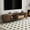 010 Dark Brown Up to 80'', variant on Farmhouse TV Stand for TVs up to 60", Cottage Wood Entertainment Center with Window Pane Glass Door Storage Cabinet, TV Cabinet with 2 Drawers & Open Shelf, TV Console Table for Living Room Bedroom