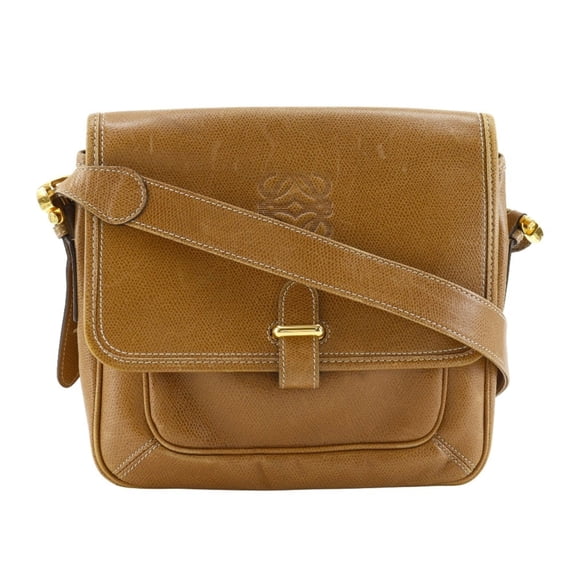 Pre-Owned LOEWE Anagram Shoulder Bag Calf Brown Flap Women's (Fair)
