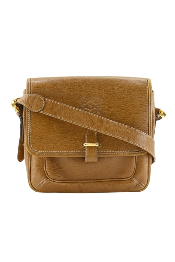 Pre-Owned LOEWE Anagram Shoulder Bag Calf Brown Flap Women's (Fair)