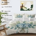 thumbnail image 5 of Blue Floral Duvet Cover Set California King Size Pastoral Eucalyptus Leaf Linen Texture Soft Lightweight Comforter Covers 4 Piece Bedding Set with 1 Duvet Cover 1 Bed Sheet & 2 Pillow Shams, 5 of 8