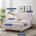 thumbnail image 4 of Platform Bed Frame, Queen Size, Velvet, Pink, Modern Contemporary Urban Design, Bedroom Master Guest Suite, 4 of 10