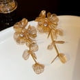 thumbnail image 2 of Vintage Gold-color Big Flower Drop Earrings For Women Classic Crystal Metal Long Earrings Statement Bohemian Ear Jewelry Gifts, 2 of 5