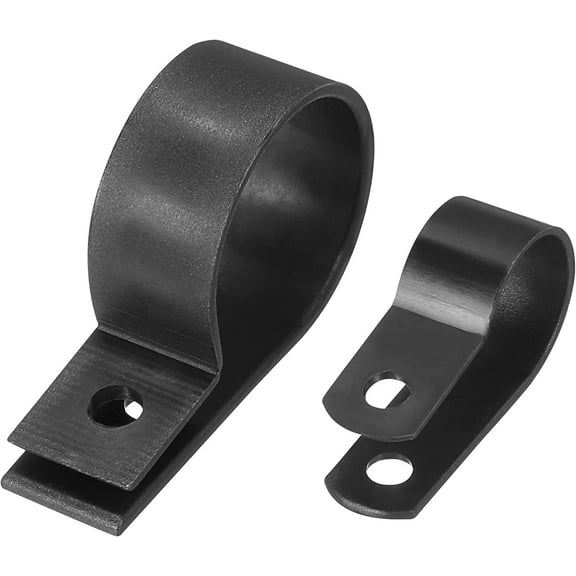 R Type Cable Clip Clamp Kit Black 13mm and 21-25mm for Wire Management 20 Set