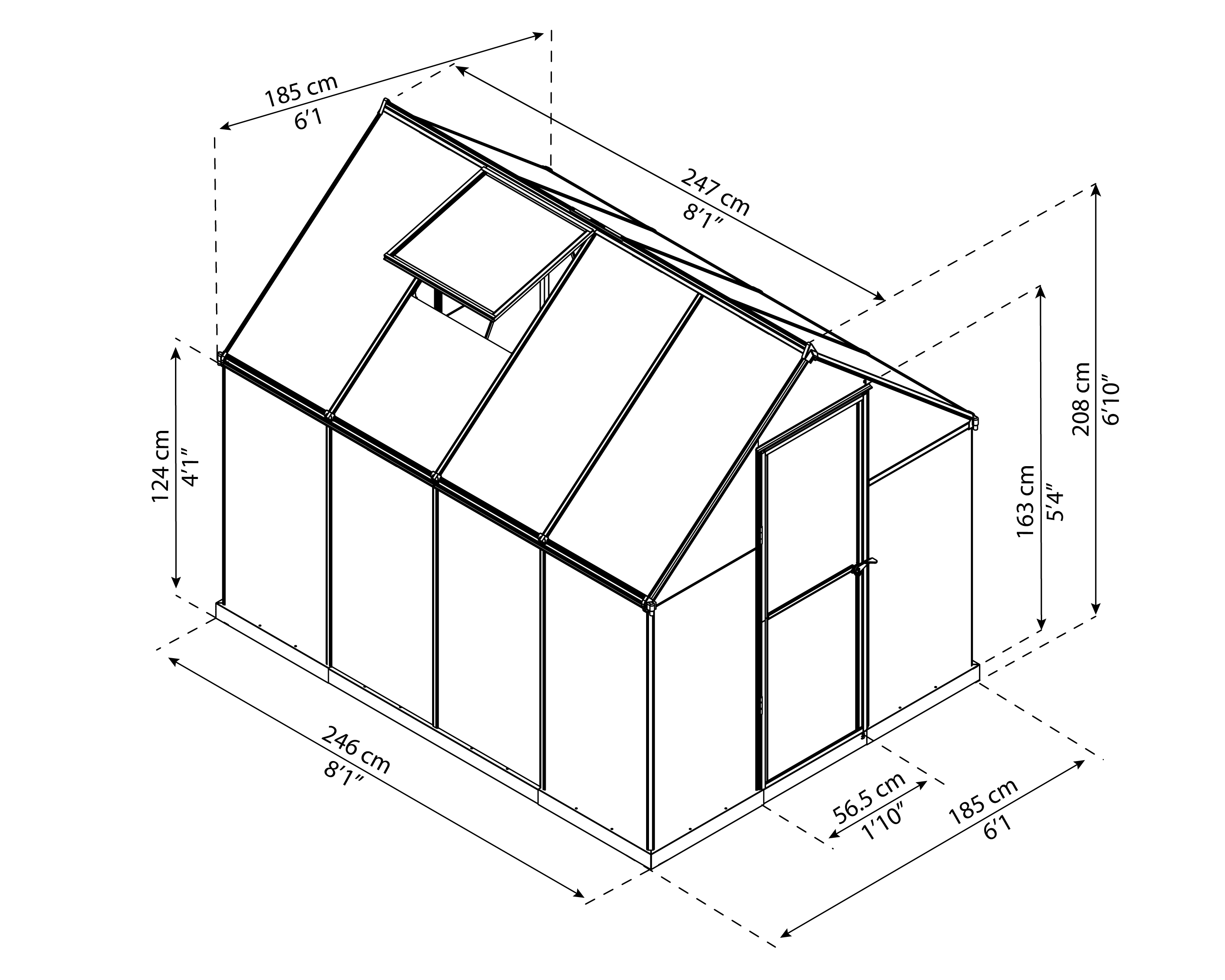 Palram - Canopia Mythos 6' x 8' Polycarbonate/Aluminum Walk-In Greenhouse – Silver - with Roof Vent - image 4 of 11
