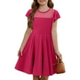 thumbnail image 3 of KISSMODA Girls Dress Casual Round Neck A Line Ruffle Sleeve Knee Length Dresses 4-13 Years, 3 of 4
