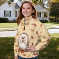 thumbnail image 3 of Uorisanigo Girls Half Zip Sweatshirt Kids Long Sleeve Zipper Sweatshirt Soft and Comfortable Maple Leaf Hedgehog Athletic Pullover Tops for Sports and Daily Wear, Size 5-6, 3 of 7