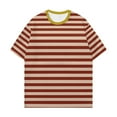 thumbnail image 3 of Casual Striped Round Neck Short Sleeve T Shirt for Spring Breathable, Minimalist Design, Suitable for Home & Outings, Multiple Sizes, 3 of 3