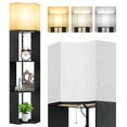 thumbnail image 1 of OUTON Floor Lamp with Shelves, Standing Lamp with 3 Color Temperature LED Bulb for Living Room Bedroom, Office, 1 of 9