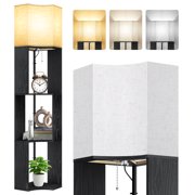 OUTON Floor Lamp with Shelves, Standing Lamp with 3 Color Temperature LED Bulb for Living Room Bedroom, Office