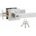 thumbnail image 1 of Straight Style Door Lever KeyedAlike Entry Function Door Handle Exterior Interior Entry Lock with Keys Satin Nickel Door Handleset Left & Right Handed, 1 of 5