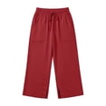 thumbnail image 7 of MuXiKeJi Clothes Girls Linen Pants Palazzo Loose Straight High Waisted Wide Leg Pants Summer Lightweight Dress Pant for Kids 5-6 Years, 7 of 7