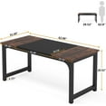 thumbnail image 2 of Tribesigns 63” Executive Desk, Large Office Computer Desk with Thicken, Frame Modern Simple Workstation Business Furniture for Home Office, Rustic Brown/Black, 2 of 6