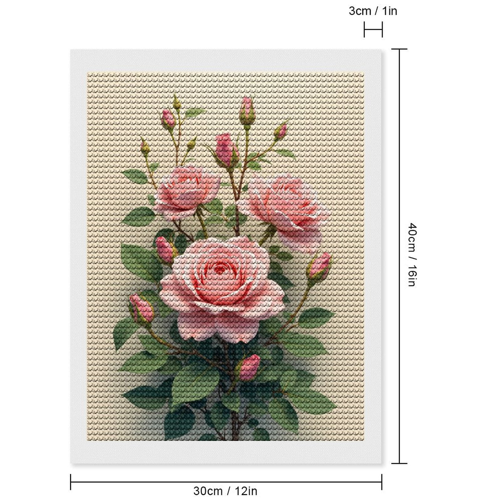 Diamond Art Kits for Adults, Pink Roses Blooming Elegance 5D Diamond Painting Kits for Adults Beginners, DIY Full Drill Diamond Painting, Gem Art and Crafts 12x16