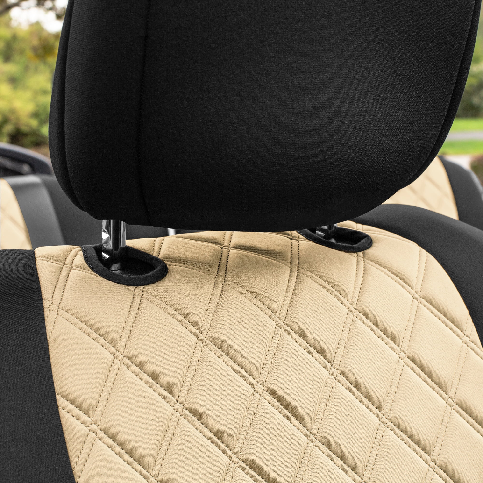 For 2007-2017 Jeep Wrangler JK 2DR FH Group Neoprene Waterproof Custom Fit Car Seat Covers Full Set - Beige