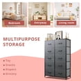 thumbnail image 4 of Tall Dresser for Bedroom, Chests of Drawers, Storage Organizer with 10 Drawers, Sturdy Metal Frame, Wood Tabletop for Guest Room, Closet, Entryway, Nursery, Gray, 4 of 7