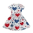 thumbnail image 4 of American Flag Dresses for Girls Size 10-12 4th of July Dresses Short Sleeve Independence Day Stars Striped 4th of July Dress Patriotic Kids 4th of July Outfits with Pockets, 4 of 6