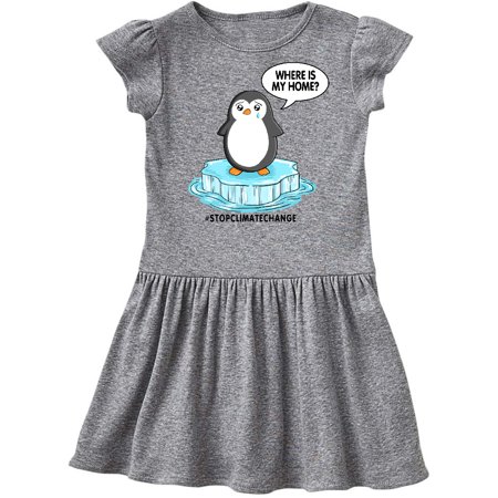 

Inktastic Stop Climate Change Where is My Home with Baby Penguin Gift Toddler Girl Dress