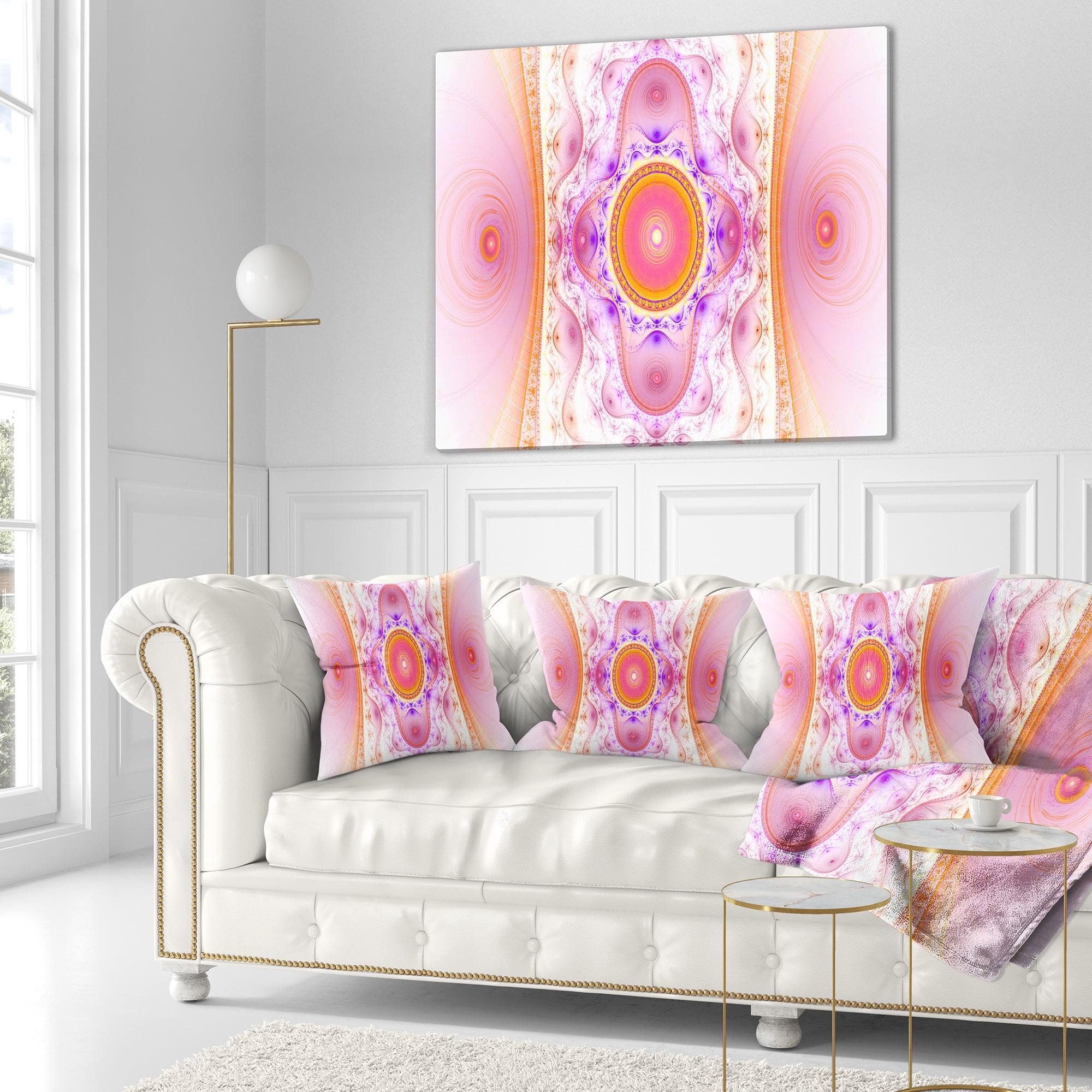 Designart Cabalistic Pink Fractal Design - Abstract Throw Pillow - 18x18