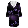 thumbnail image 4 of Women's Fleece Plush Robe Long Warm Plush Bathrobe Loungewear Jacket Printed Comfort Robe, 4 of 5