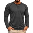 thumbnail image 3 of Rvasteizo Mens Crew Neck Tops Long Sleeve Crew Neck Base Layer Colorblock Top for Fall Winter Daily Wear XXL, 3 of 5
