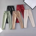 thumbnail image 4 of EnJoCho Toddler Kids Teen Fa𝗎x PU Leather Stretchy Leggings High Waist Yoga Flare Dance 𝖣isco Casual Athletic Long Skinny Pants Party Performance Comfortable Fashion Bell Bottoms, 4 of 6